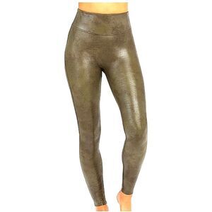 Spanx Croc Print Faux Leather High Shine Legging, Small, Darkened Olive …